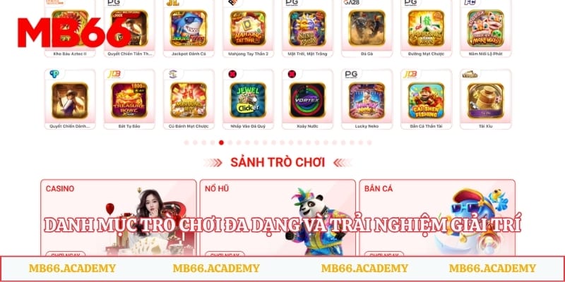 Danh mục trò chơi đa dạng và trải nghiệm giải trí